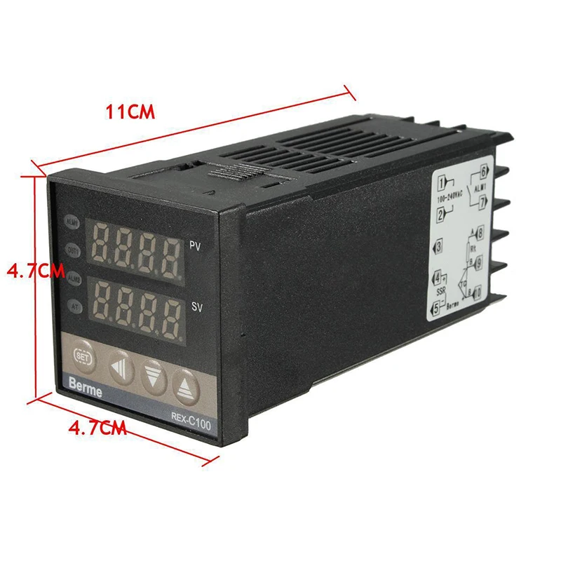 Controlador de temperatura do pid 110 da c.a. de digitas 240-220v REX-C100 v com sensor do par termoelétrico de max.40a ssr k