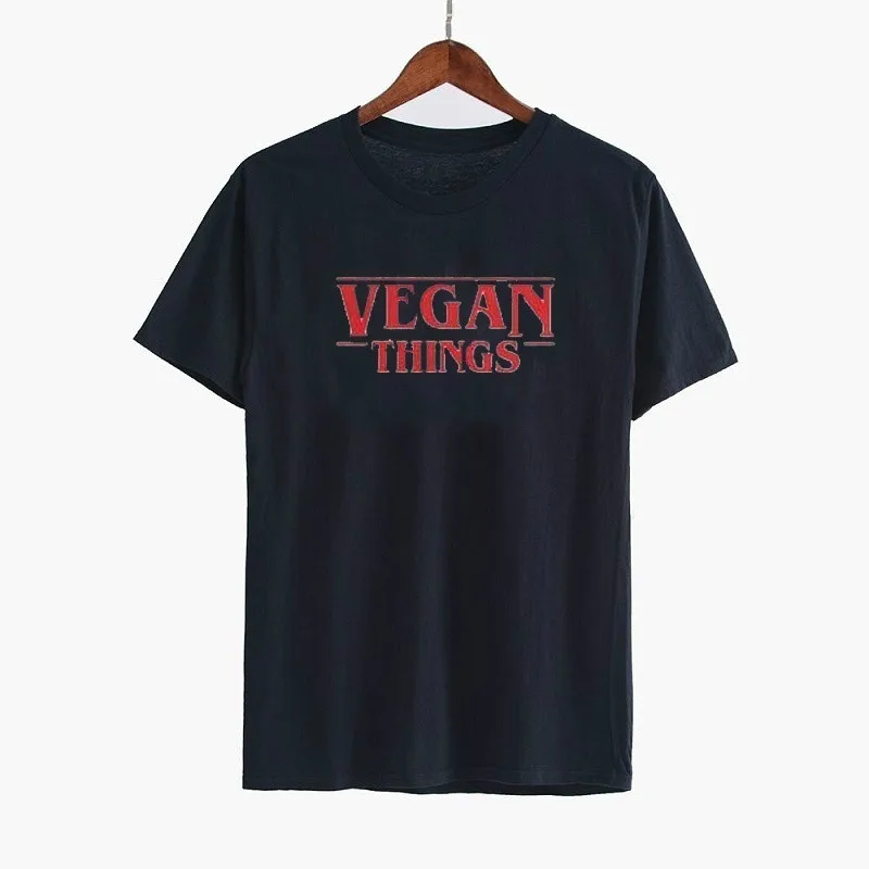 VEGAN THINGS Red Letter Print T-Shirt Funny Letter Print Tshirt for Women Men T Shirt Fashion Clothes Tees