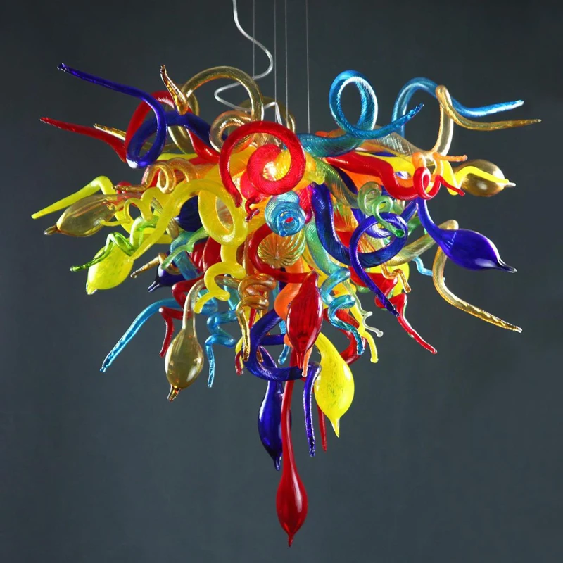 Modern Pendant Ceiling Lamps Chihuly Style Murano Glass Pendant Lights Kitchen Fixture LED Colored Ceiling Chandelier