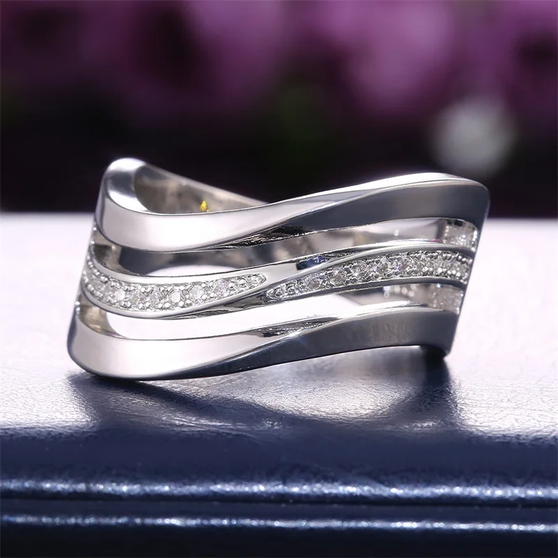 CAOSHI موضة موجة تصميم خواتم الاصبع للنساء الرجال عالية الجودة الفضة اللون خاتم الزواج اكسسوارات بسيطة مجوهرات Hot البيع