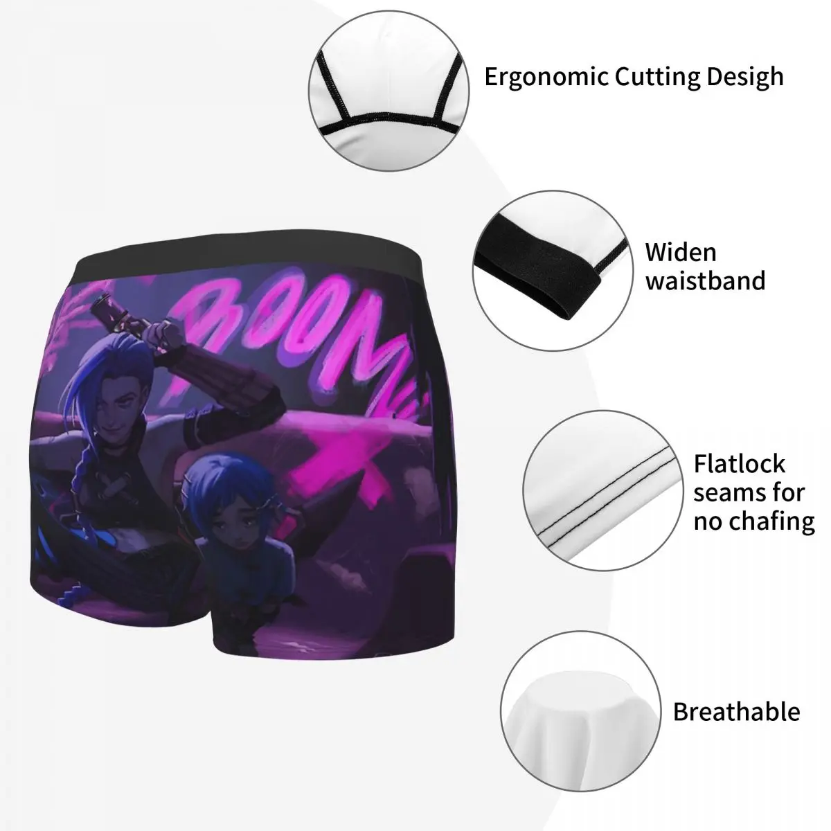 Arcane league of legends sit jinx cuecas de algodão homem cueca impressão shorts boxer briefs