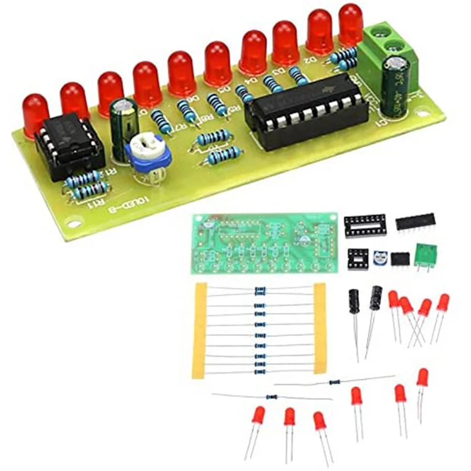 NE555 + CD4017 Practice Learing Kits LED Flashing Lights Module For Arduino Clock Generation Circuit PCB Board Electronic Suite