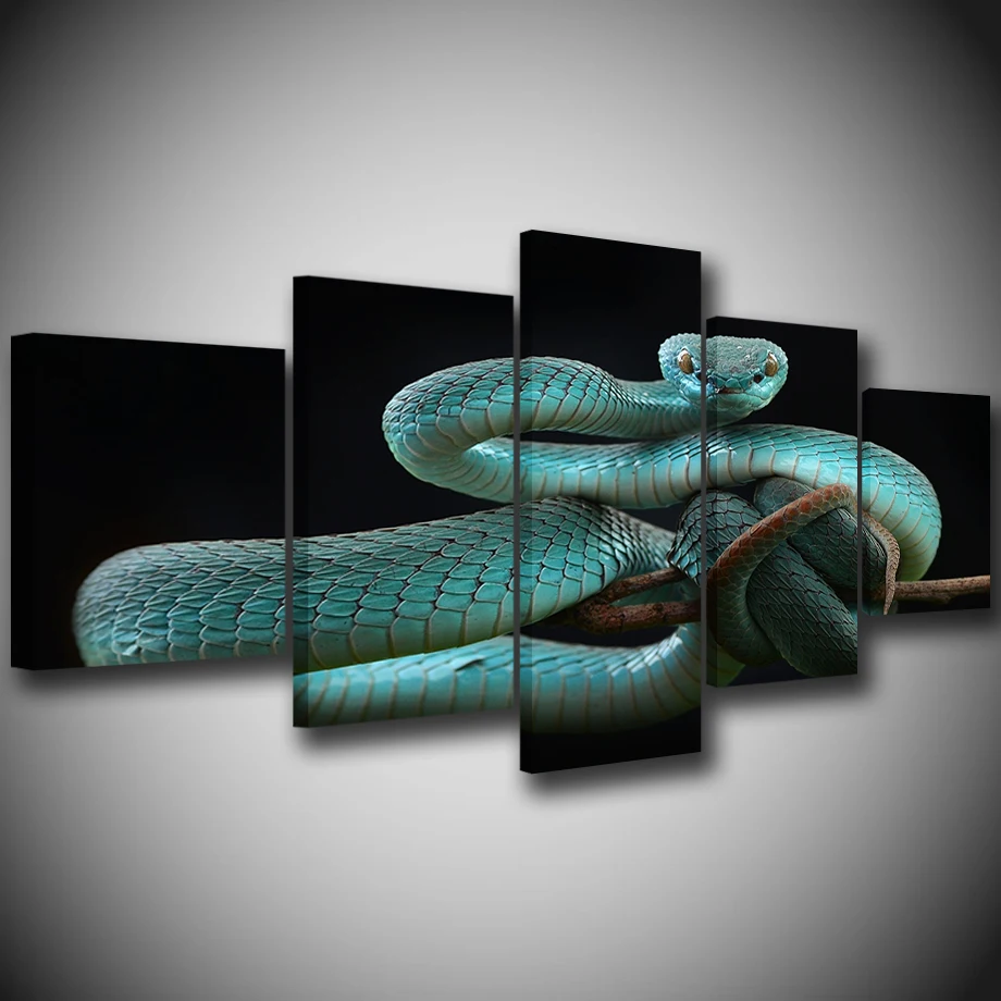

5 panel template painting picture blue snake poster hd canvas canvas art painting living room wall decoration picture