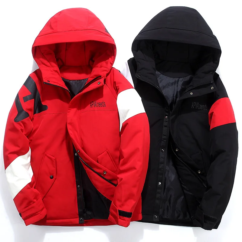 

Winter Warm Men Jacket Coat Casual Hooded White Duck Down Parka Male Men's Winter Down Jacket Fshion With Hood Black White