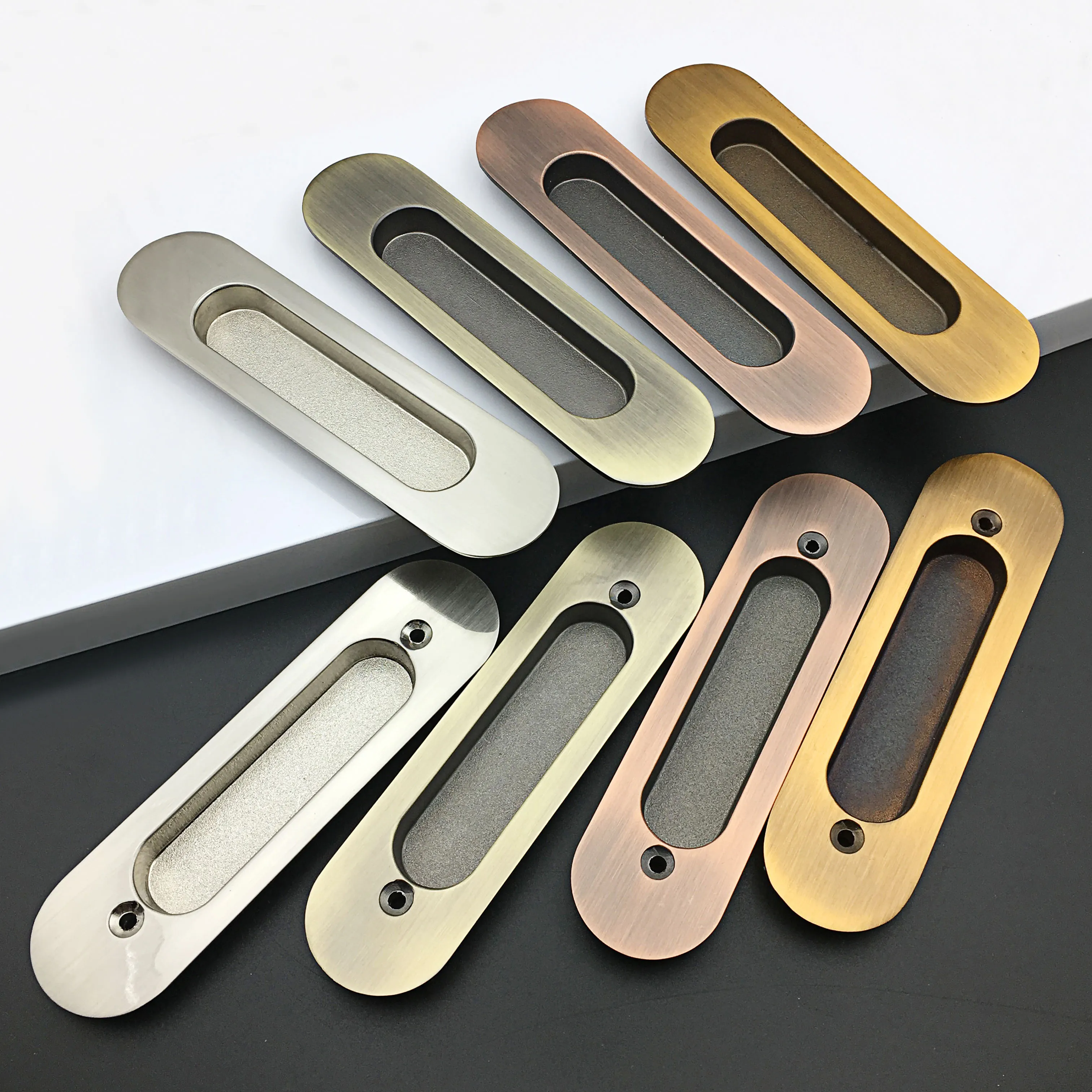 Tiradores de puerta ocultos de aleación de Zinc, tiradores de puerta corredera empotrada, manija de armario de dormitorio, herrajes para muebles