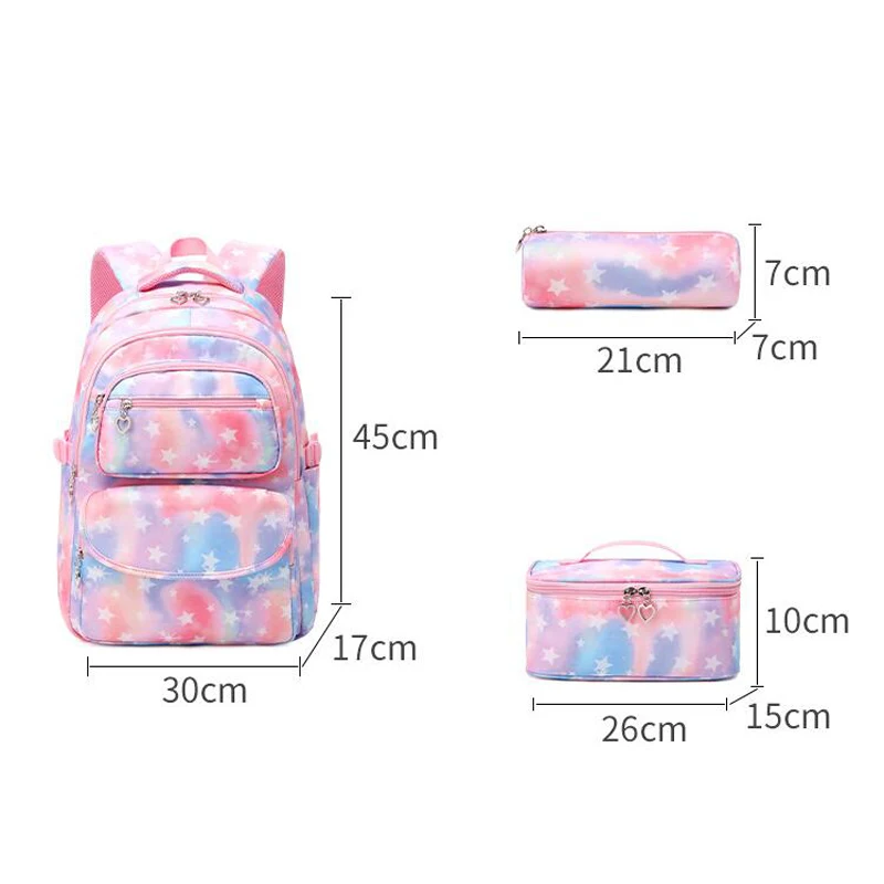 School Backpack for Girls 3 Pcs/Set Children\'s School Bags Waterproof Kid Bookbag Pencil Case Mochila Infantil 2024 Lunchbox