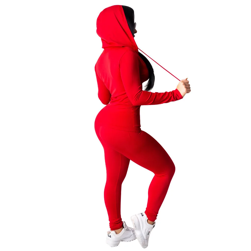 2pcs Jogging Suits For Women Winter Running Sets Casual Hoodies Zipper Top Sweat Pants Tracksuit Jogger Suits Female Sportswear