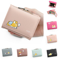 2023 Women Small Wallets New Cartoon Cute Corgi Doge Design Ladies Wallets PU Leather Female Short Money Purses With Coin Pocket