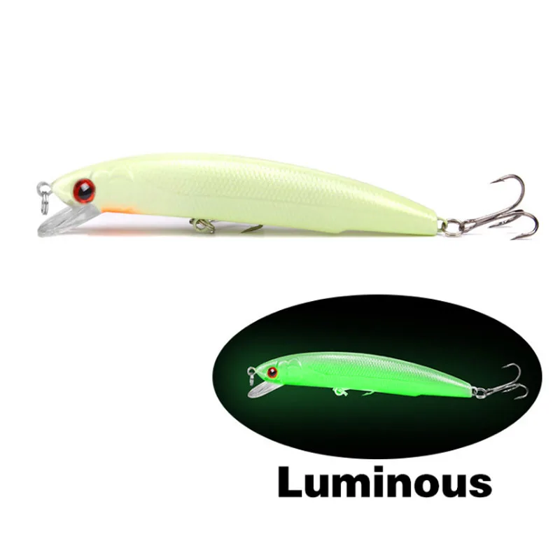 17g/12cm 3D Luminous Minnow Lures Night Fishing Wobbler Crankbait Tackle Artificial Hard Bait Warped Bass Isca Swimbait Pesca