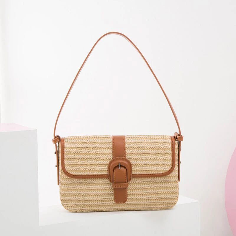 Straw Women Shoulder Bags Designer Rattan Handbags Luxury Fashion Wicker Woven Handmade Messenger Bag Summer Beach Small Purses