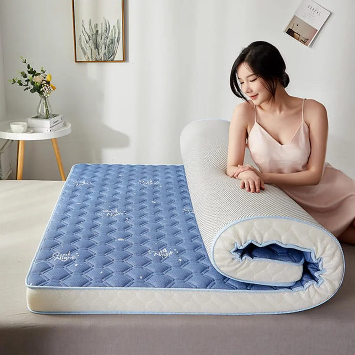 Latex Mattress Breathable Knitted Fabric Padded Mattress Bedroom Hotel Tatami Mattresses Collapsible Bed Mat Super Soft Cushion