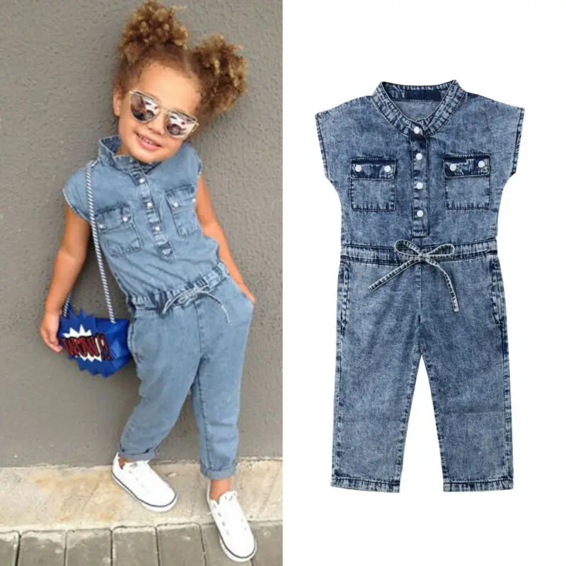 Kids Baby Girl Denim Romper Newborn Long Jumpsuits Playsuit Outfit Clothes 2019 summer fashion streetwear vogue girls match