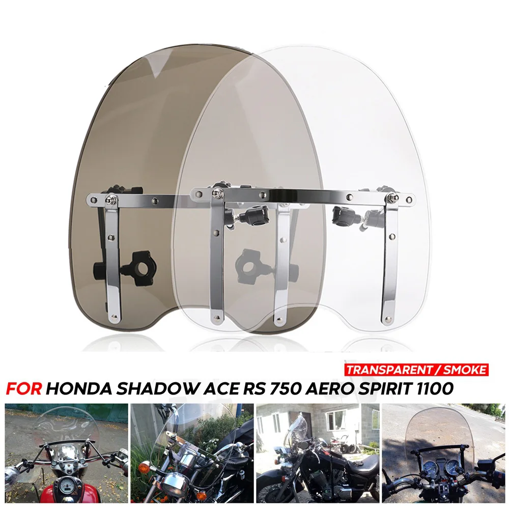 

Touring Motorcycle Windshield Wind Deflector Screen For Honda Shadow ACE RS 750 Aero Spirit 1100 Windscreen w/ Mounting Bracket