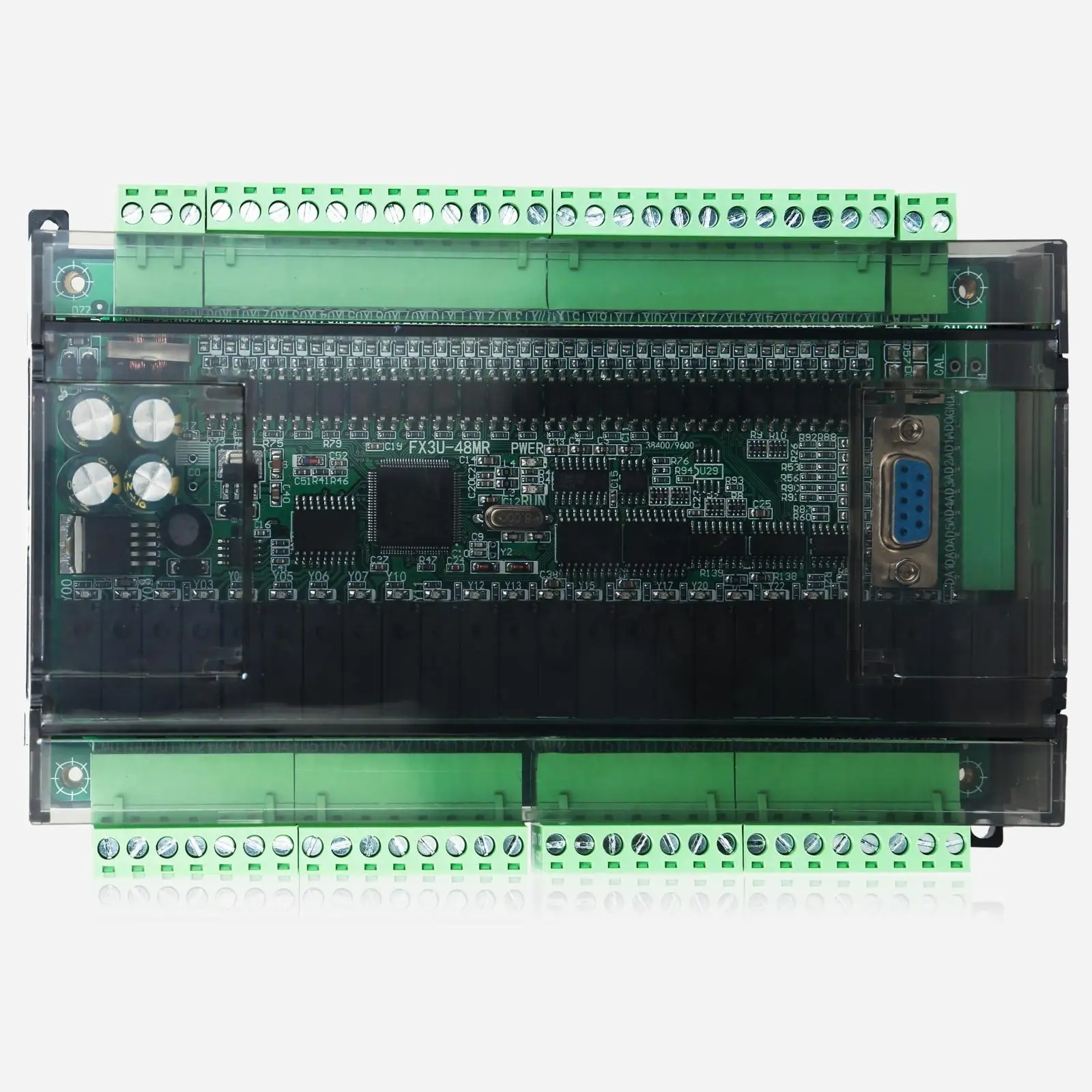 

High speed PLC industrial control board FX3U-48MR/40MR 24 Input 24 Relay output with shell RTC RS232 RS485 CAN communication