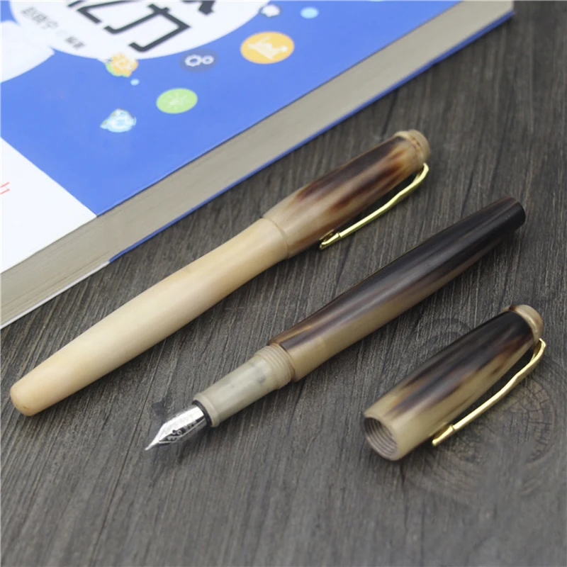 HERO YLJ Exclusive Handmade Fountain Pen Natural Ox Horn Fine Nib 0.5mm Unique Gift Customization Office Business Collection