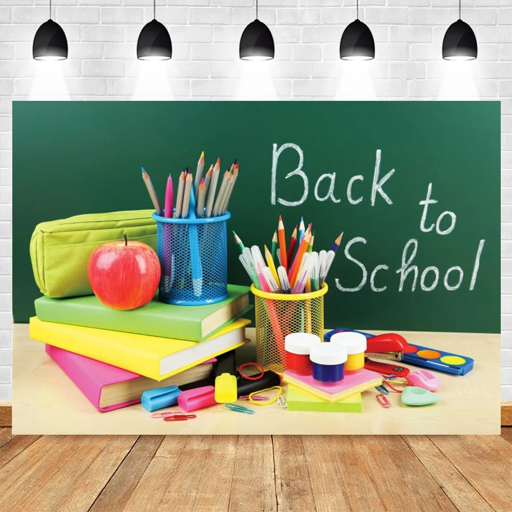 Yeele Children Back to School Backdrop Student Party Pen Holder Books Background Blackboard Photography Photo Studio Photophone