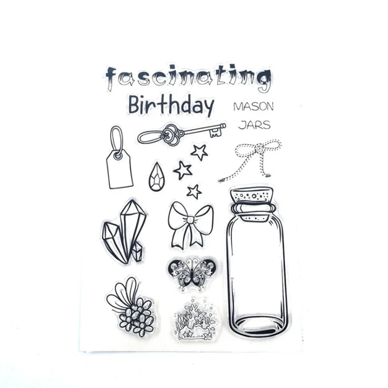 1pc Wishing Bottle Silicone Clear Seal Stamp DIY Scrapbooking Embossing Photo Album Decoration Rubber Stamp Art Handmade Puzzle