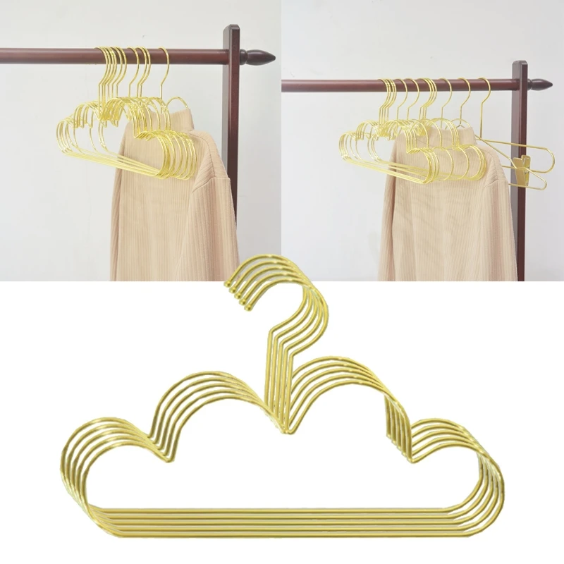 Hangers for Clothes Baby Kid Non Slip Metal Golden Hangers Cloud Shape Coat Clothing Closet Storage Organizer Rack Wall Hook Set