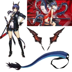 Anime Game Arknights Chen Cosplay tail with Horns Dragon Horns Head Clip Headwear Hairwear Cosplay Props Accessories Halloween