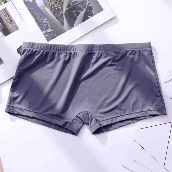 Men Ice Silk Shorts Underwear Transparent Breathable Solid Color Male Ultra Thin Quick Drying Swimwear Beachwear