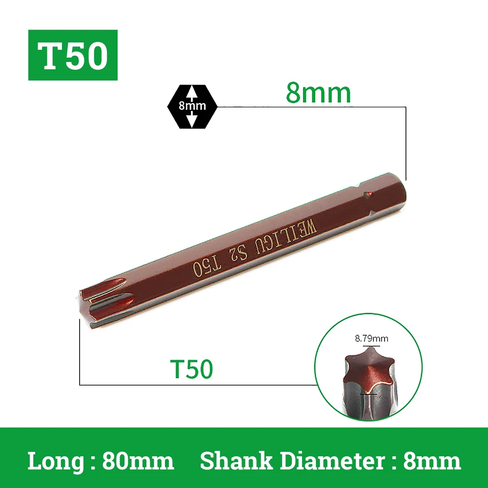 Bits For Screwdriver Wrench Torx Screw Drive T20 25 27 30 40 - 55 Magnetic 8mm Impact Bit Set Electrician Screwdriver Mini Tools