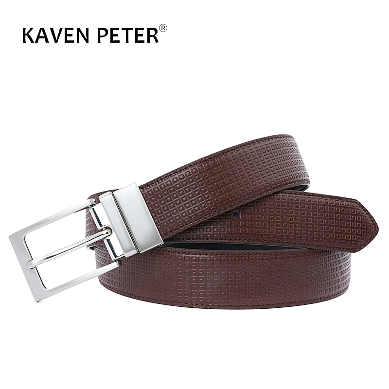 

Men Genuine Leather Belt Reversible For Jeans Male Rotated Buckle Luxury Designer Cowskin Belts Cummerbunds ceinture homme