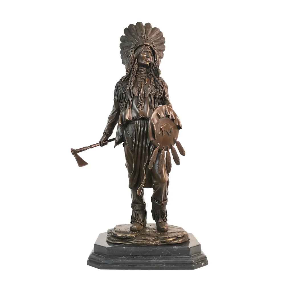 Statue de guerrier indien et américain, Sculpture en Bronze, Vintage, pour homme, décoration de maison, grand cadeau