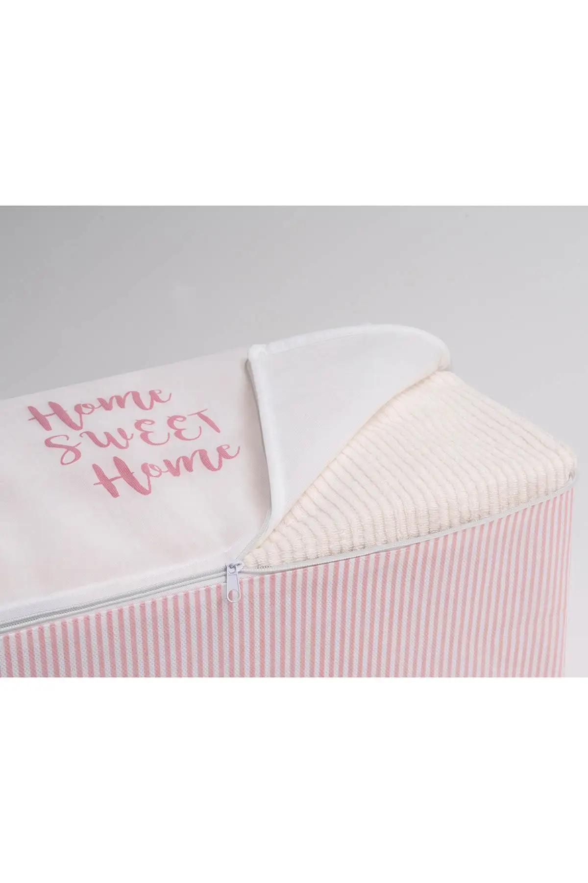 핑크 스트라이프 프린트 휴대용 접이식 패턴 4 개입, 보관 가방 세트