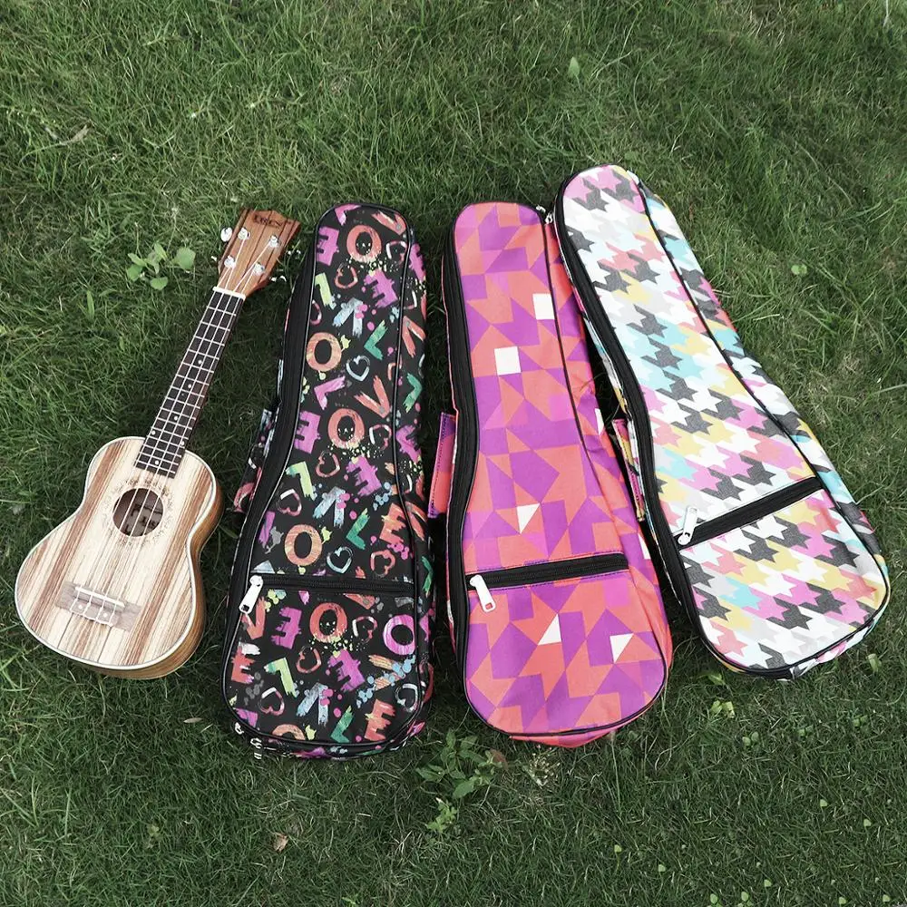 21/23/26 cali przenośna torba na ukulele kolorowe 10mm gąbka miękki futerał Gig Ukulele Mini gitara wodoodporny plecak