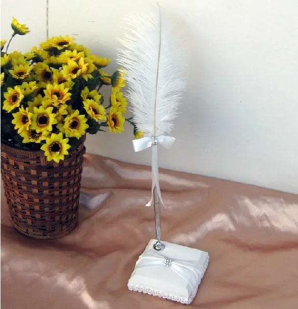 35cm wedding party sign Ballpoint pen birthday gift feather pen with stand ostrich wool roller pen holder