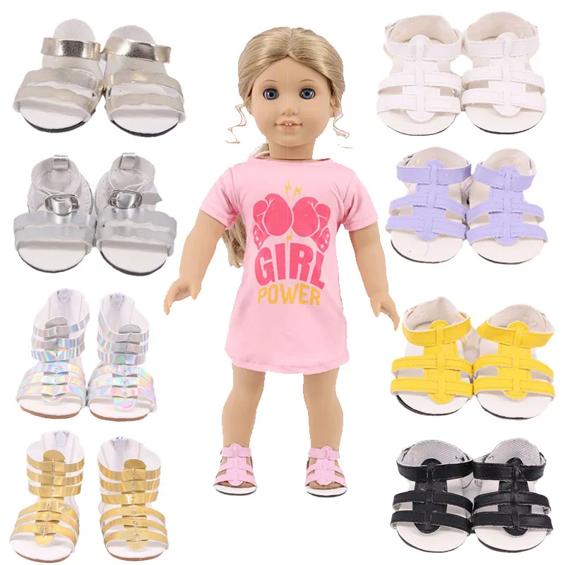 

7Cm Doll Sandals Solid Color Cute Shoes For 18Inch American&43Cm Born Baby Fashion Daily Wear Our Generation Girl Birthday Gift