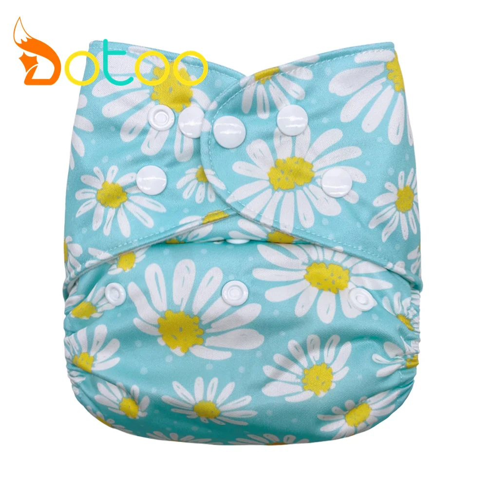 

Dotoo Little Daisy Print Washable Adjustable Cloth Diaper Double Row Snaps Cloth Nappy For 3-15KG Baby