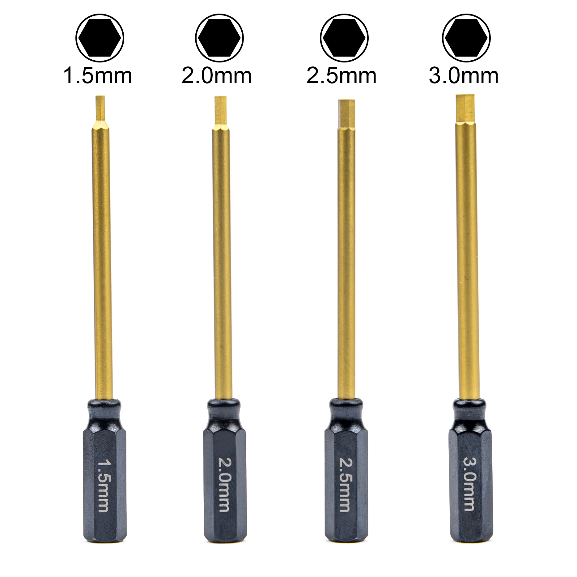 4pcs Durable Hard Alloy Steel Metal 6.35mm Hex Wrenches Screwdrivers Tools Kit 1.5/2.0/2.5/3.0mm for RC Helicopter Model