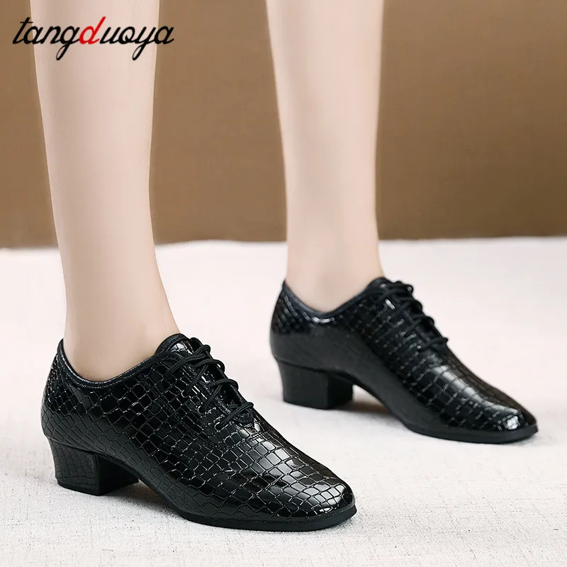 Zapatos de baile latino de cuero PU para mujer, zapatos de baile moderno internacional, zapatos de salón para mujer, Vals, Tango, Foxtrot, paso