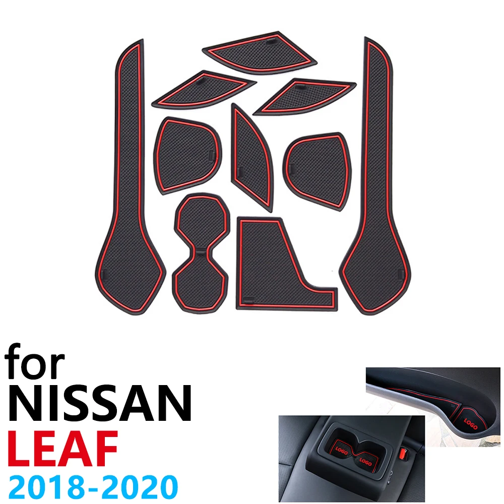 Anti-Slip Rubber Cup Cushion Door Groove Mat for Nissan Leaf ZE1 2018 2019 2020 10Pcs Accessories Car Stickers mat for phone
