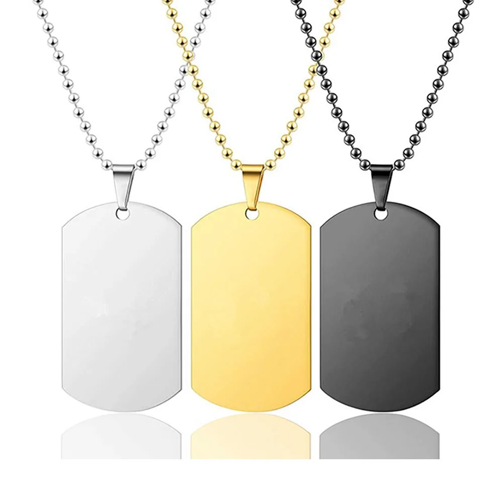 5 Pcs/Lot High Quality Stainless Steel ID Blank Dog Tags Necklace Rectangle Military Army Pendant Jewelry Wholesale