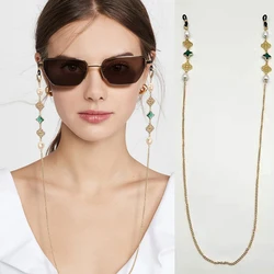 Eyeglass Chain Crystal Bead Four Leaf Clover Flower Charm Eyewear Retainer Reading Glasses Holder Cord Women Necklace Bracelet