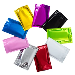 Glossy Colors Double Sided Metallic Zip Lock Smell Proof Flat Pouches Aluminum Foil Small Gift Snack Food Mylar Package Bag