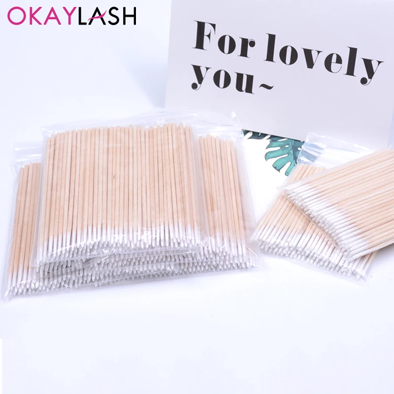 500/300/100pcs Wholesale Micro Mini Cotton Swab Eyelash Extension Glue Removing Cleaning Sticks Tattoo Makeup Tool