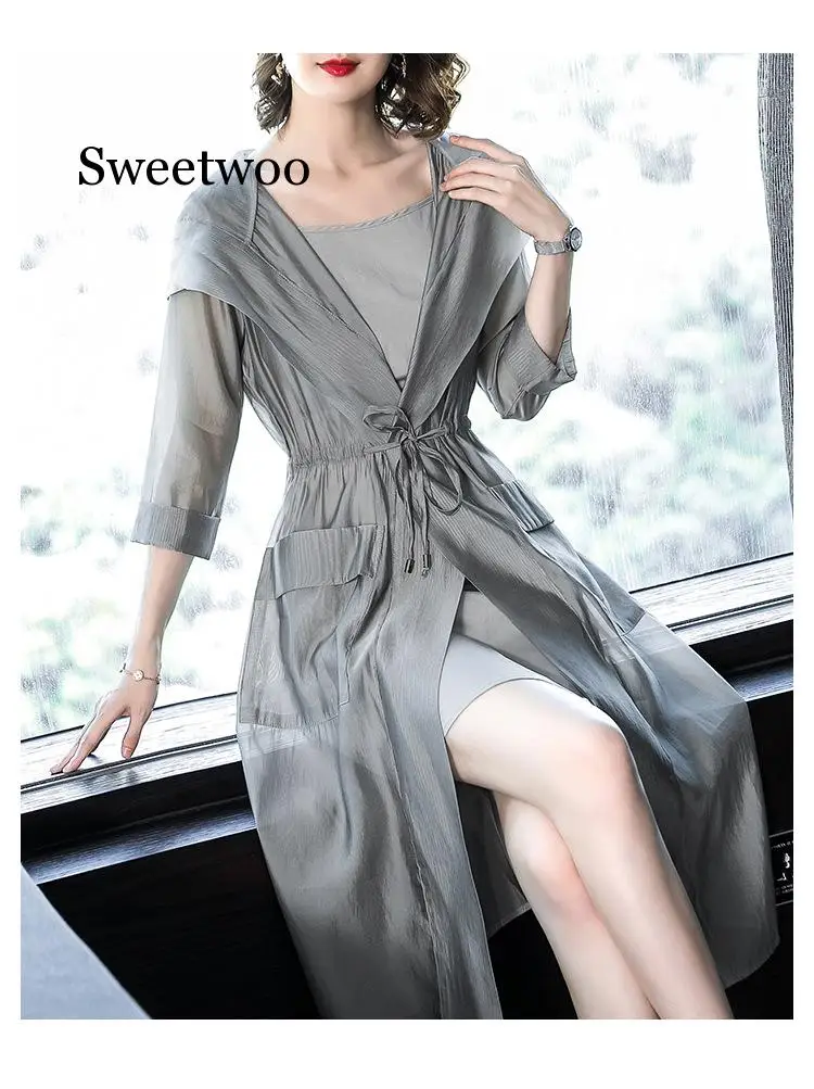 

Office Lady 2 Piece Outfits For Women Elegant Celebrity Women's Sun Protection Clothing Sashes Womens Two Piece Sets 2020