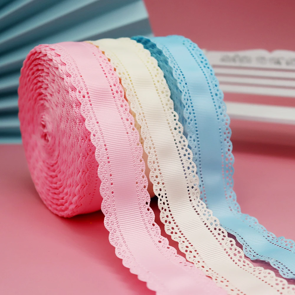 3cm 10Yards 1.25 pollici Hollowed Grosgrain Lace Rib Ribbon Floret Tape collana fai da te Bowknot Wedding Birthday Cake Wrapping Decor