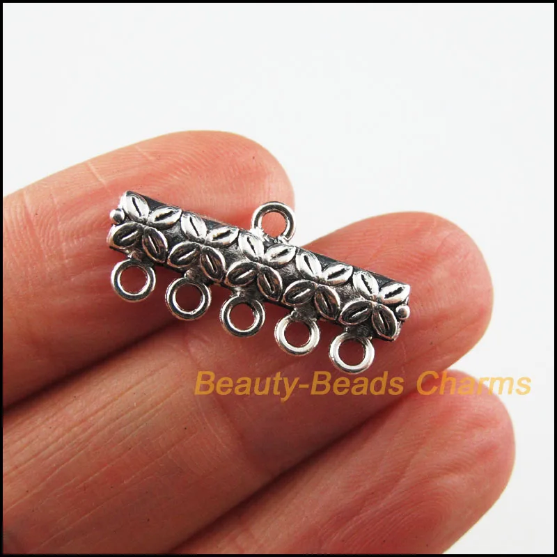 

20 New Flower Charms Tibetan Silver Color 1-5 Connectors Pendants DIY 11x24.5mm