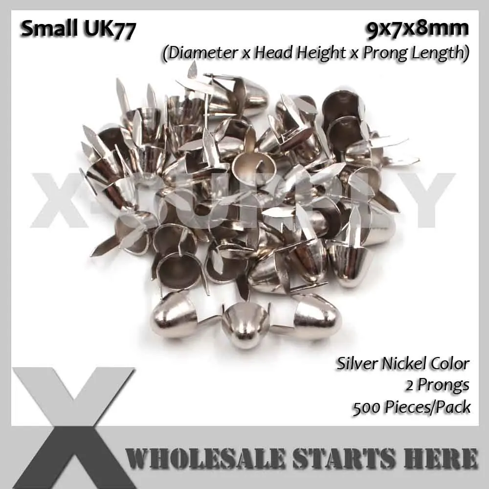 Punk DIY English UK 77 Round Cone Stud in Silver Color with 2 Prongs (Over 20Lots Will Get 35% Off) Used for Leather Craft