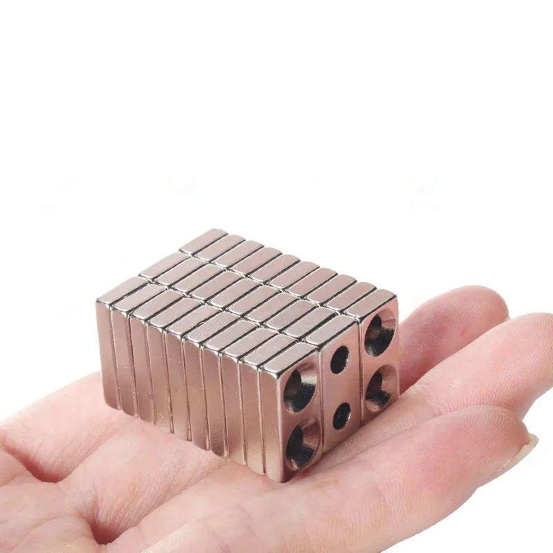 5~100Pcs N35 Rectangular magnet 20x10x4 mm Double hole 4 mm Super Strong Neodymium magnet 20*10*4 mm NdFeB magnet Block Magnet