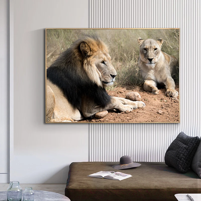 

Wild Lion and Tiger Animal Natural Canvas Art Painting Posters and Prints Cuadros Wall Art Picture for Living Room Home Decor