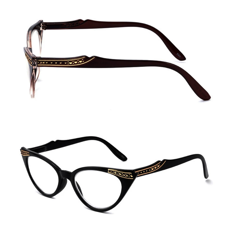 Retro Reading Glasses cat's eyes Brown Frame Large Size Optical Eyeglasses for Men Women Ultralight High Quality +0.75 To +4.0