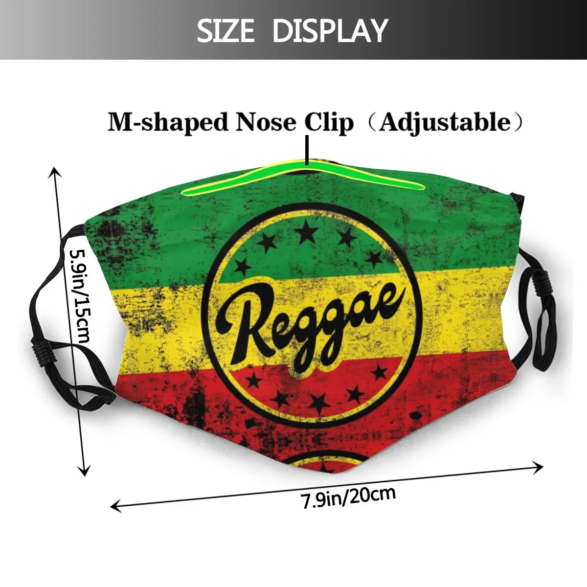 Reggae, Rastafari Flag, Reggae Flag Colors R322 Novelty R322 Activated Carbon Filter Mask