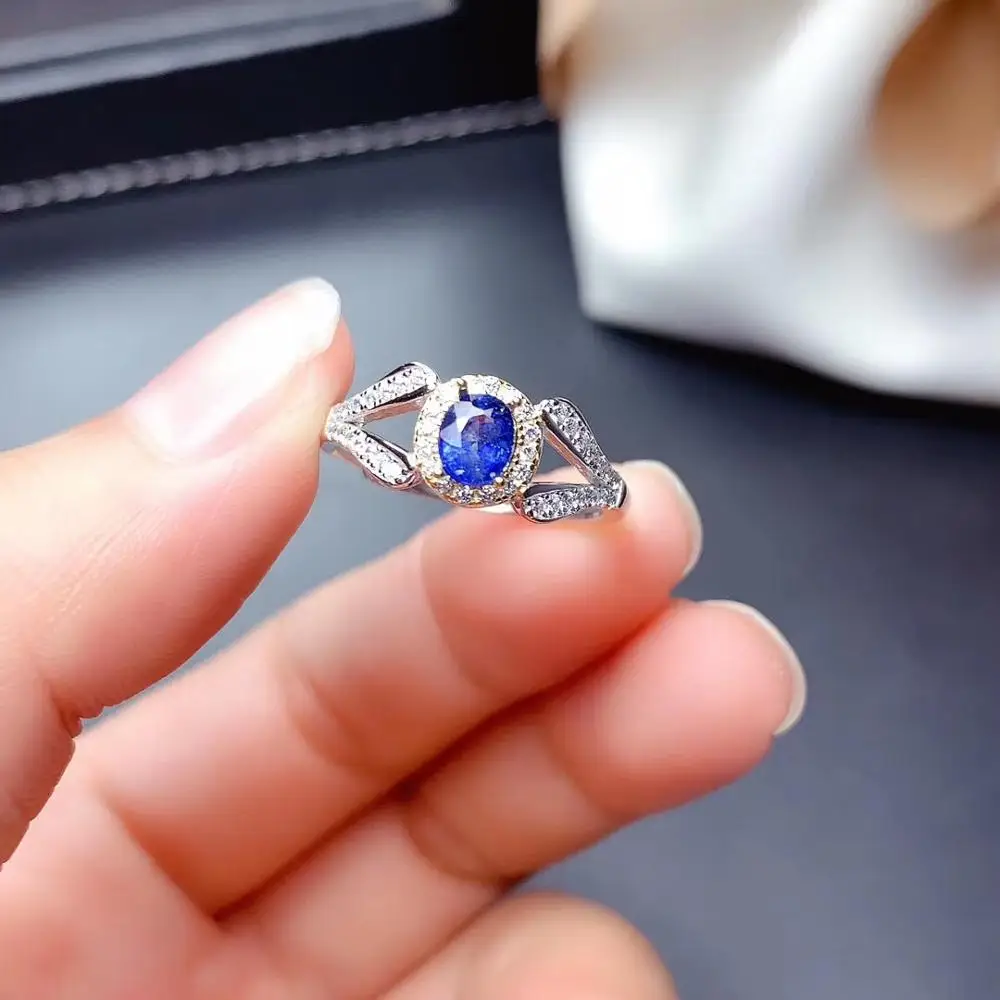 

Natural real blue Flower sapphire ring 925 sterling silver Fine handworked jewelry Finger rings