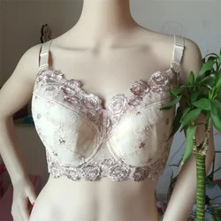 2021 Plus Size Bra D E F G H Cup Embroidery Bralette Extra Large Size Bras For Woman Push Up Brassiere Adjustable Bras Underwear