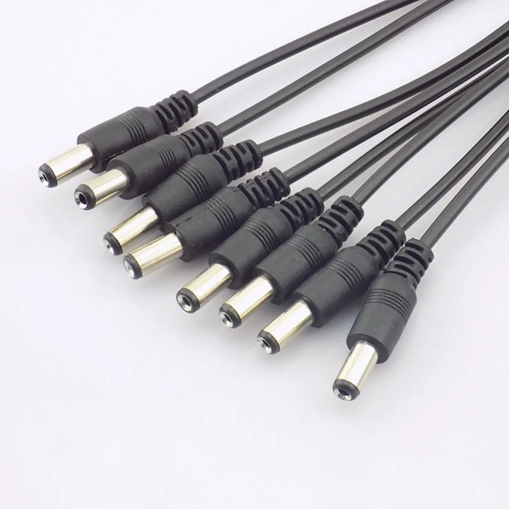 2.1*5.5mm 1 Female to 2 3 4 5 8 Male DC Power Splitter Plug Cable for CCTV Security Camera Accessories Power Supply Adapter 12V